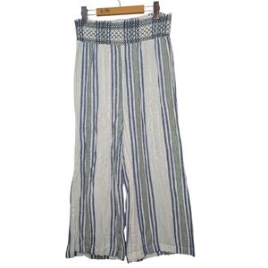 Indigo Rein Blue and Green Striped Wide Leg Pants
